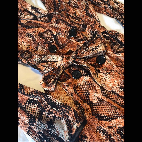 Python Snake Print Trench Coat - Picture 2 of 3